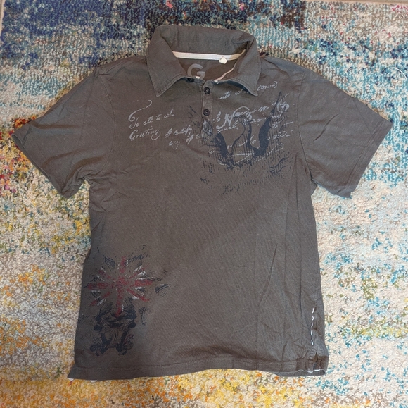 Men's Guess Collared Polo Shirt with Graphics - Picture 1 of 5